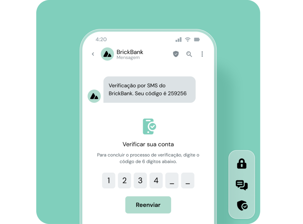 Exemplo de mensagem de verificação no celular