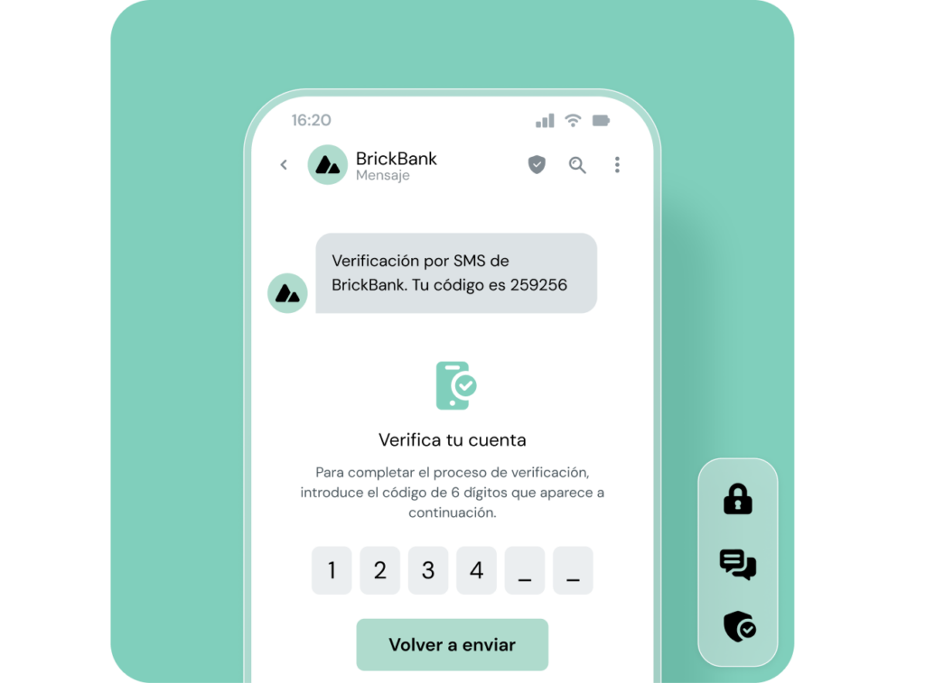 Mensaje de verificación de ejemplo en teléfono móvil