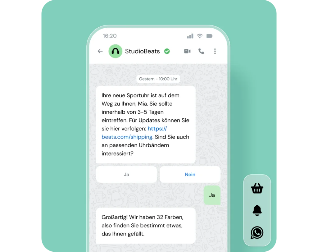 Handy-Ansicht WhatsApp-Konversation