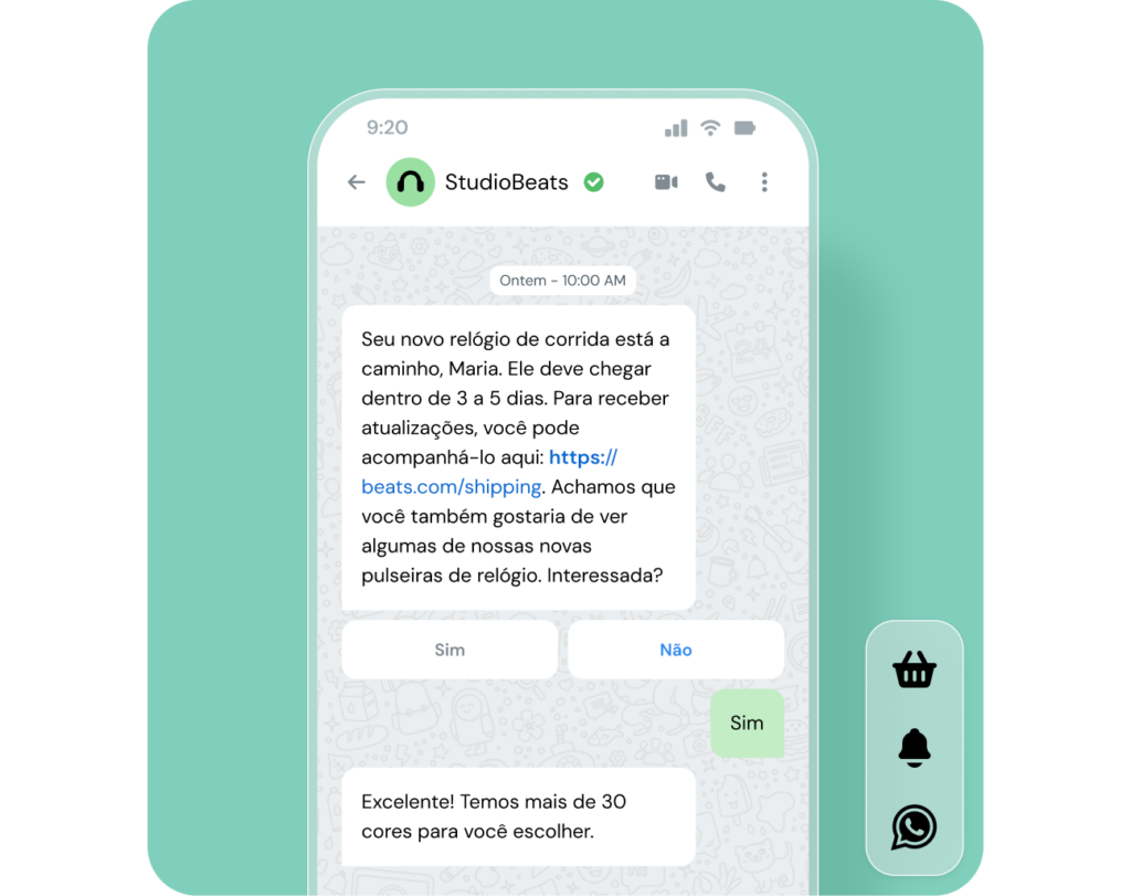 Conversa no WhatsApp com visualizaΓ§Γ£o de telefone mΓ³vel