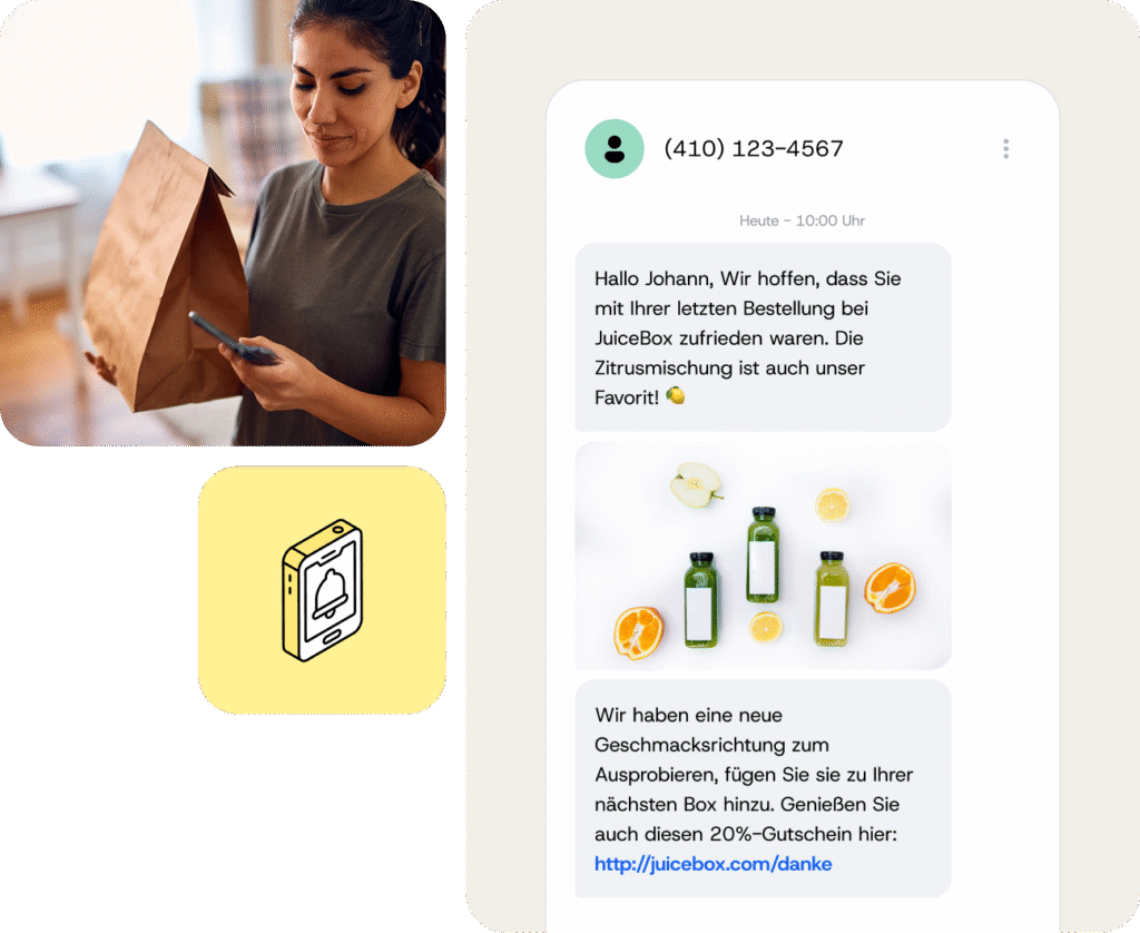 Mobiltelefon-Beispiel von MMS-Nachrichten