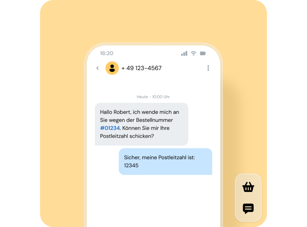 Beispiel Mobiltelefon SMS-Bestellbestätigung