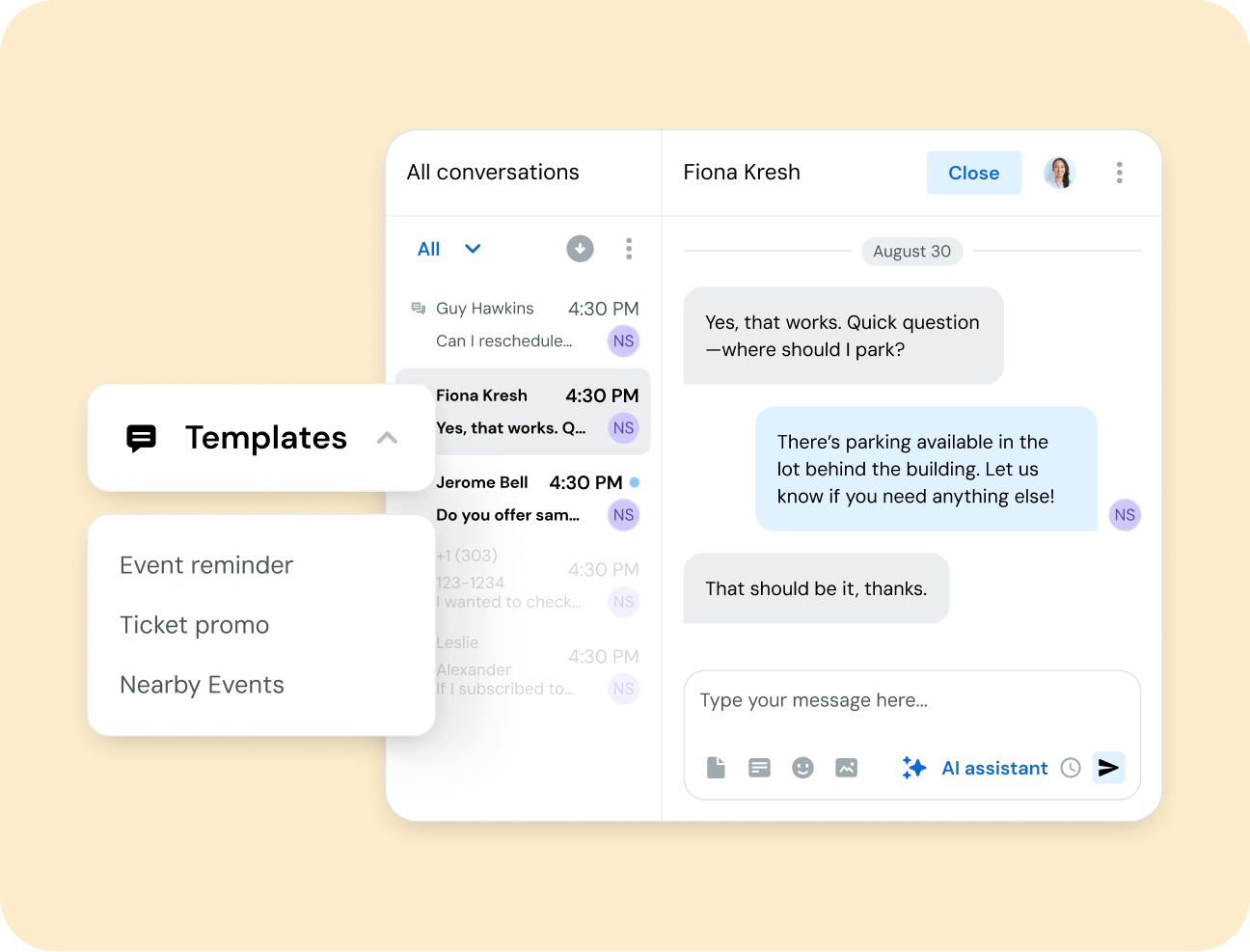 Image for Easily manage replies and engage customers in real-time conversations