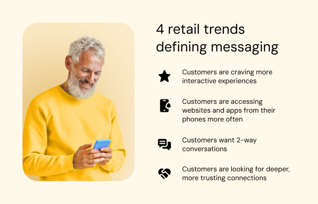 Image shows an overview of retail trends defining messaging in 2025.