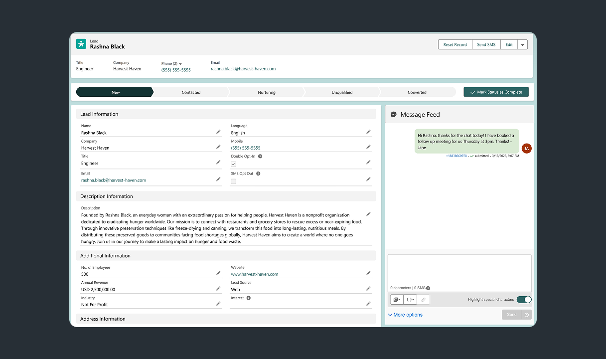 Image for See your customer data in one place with a message feed on contact records