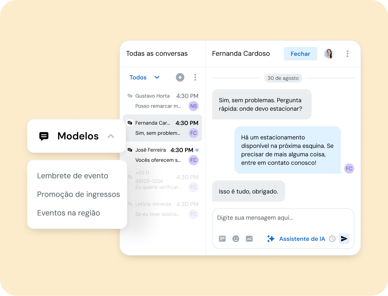Imagem para Gerencie facilmente as respostas e envolva os clientes em conversas em tempo real