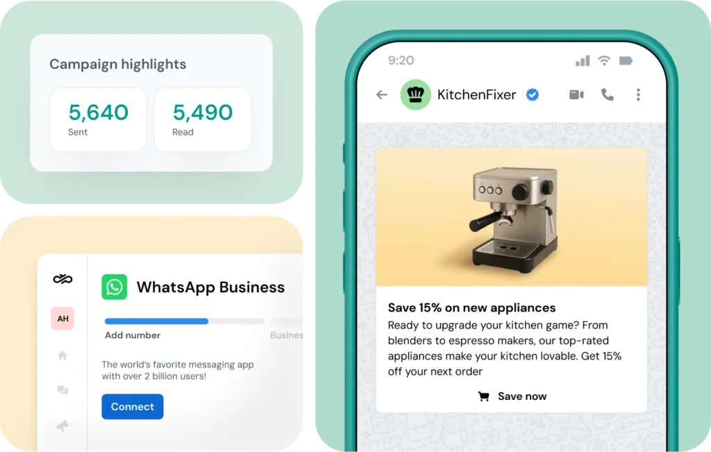 Image showing WhatsApp campaign analytics on Sinch Engage. 