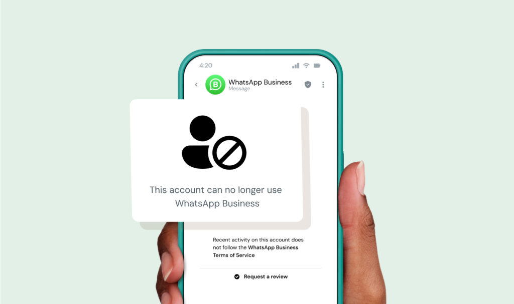 Image illustrating the screen view of a blocked WhatsApp Business account