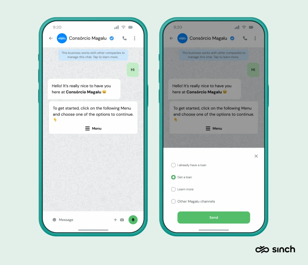 Brazilian brand Magalu uses in-chat automations through WhatsApp Flows.