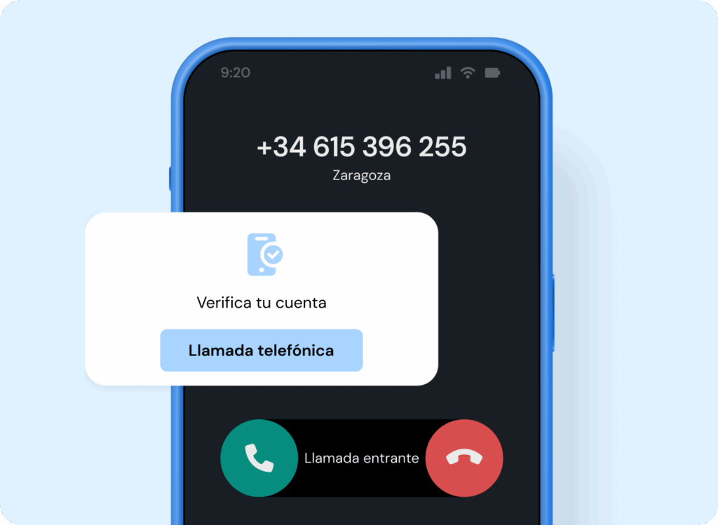 Dispositivo que ilustra una llamada de verificación.