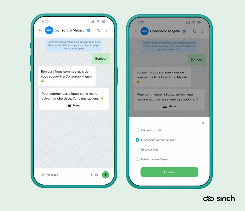 La marque brésilienne Magalu utilise des automatisations dans les conversations grâce aux flux WhatsApp.