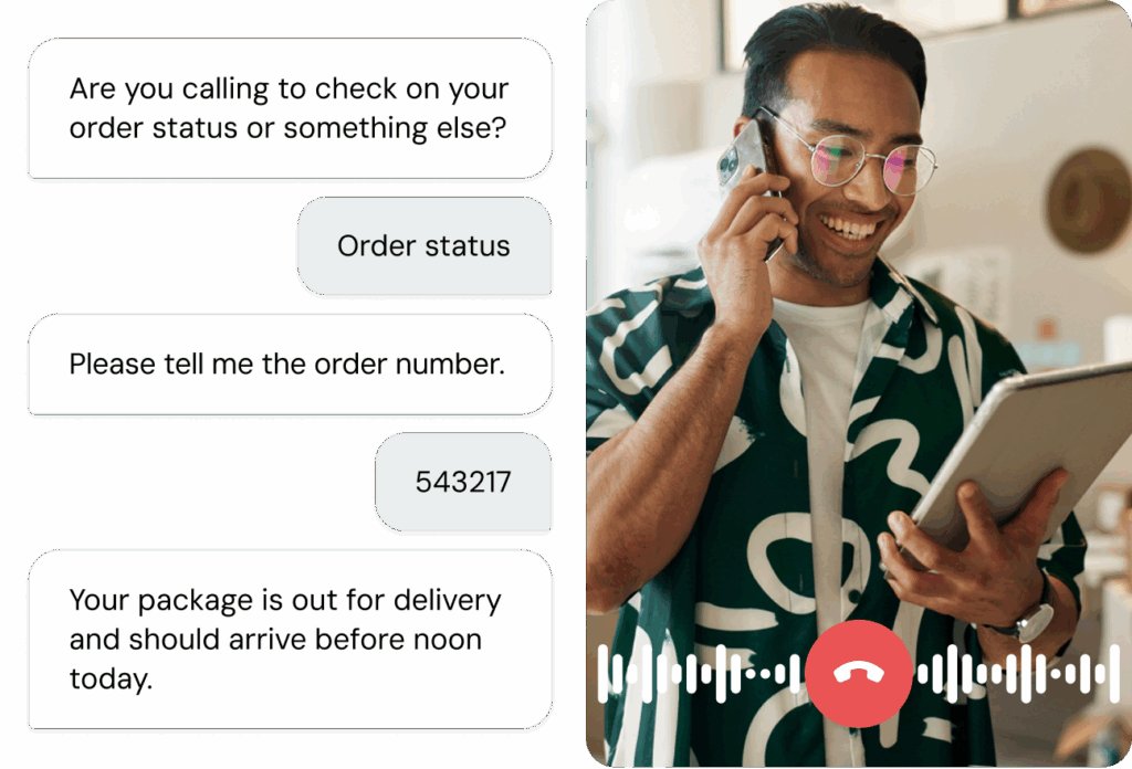 Illustration of an IVR that can handle order status requests. 