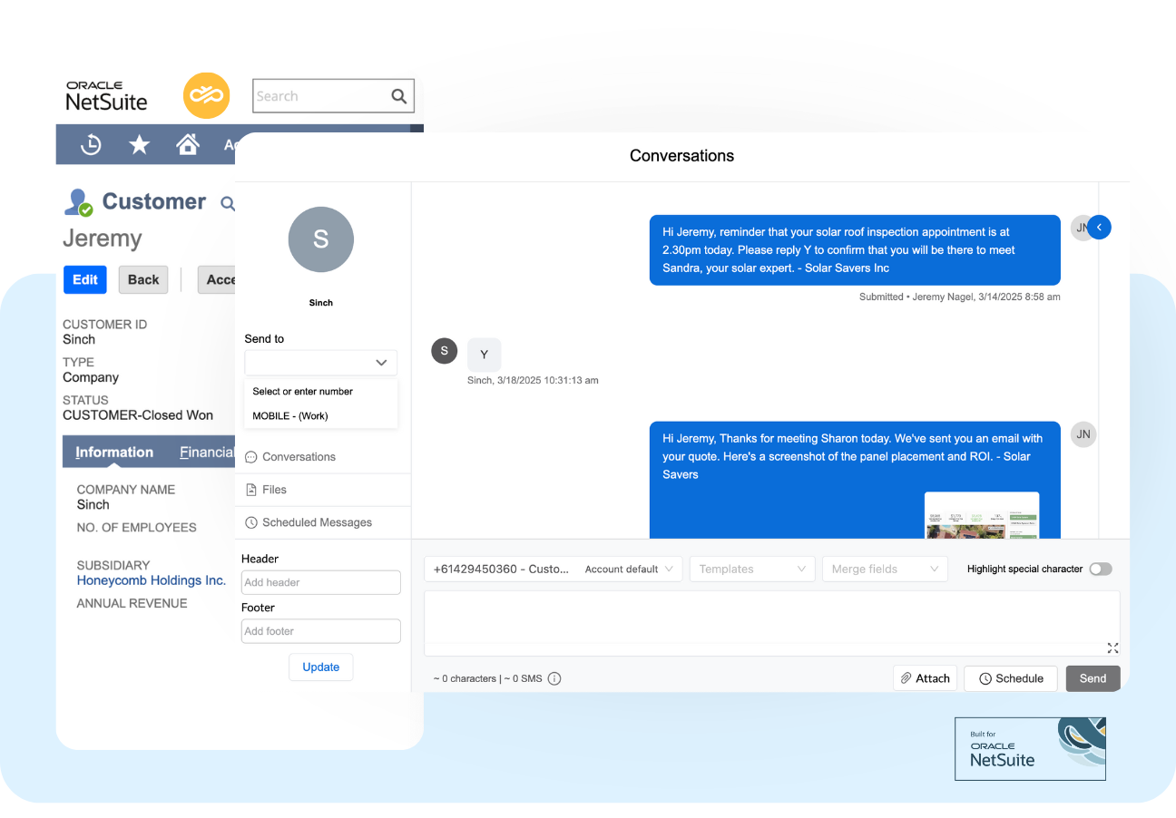 Image for Set up NetSuite text messaging with Sinch Engage in minutes