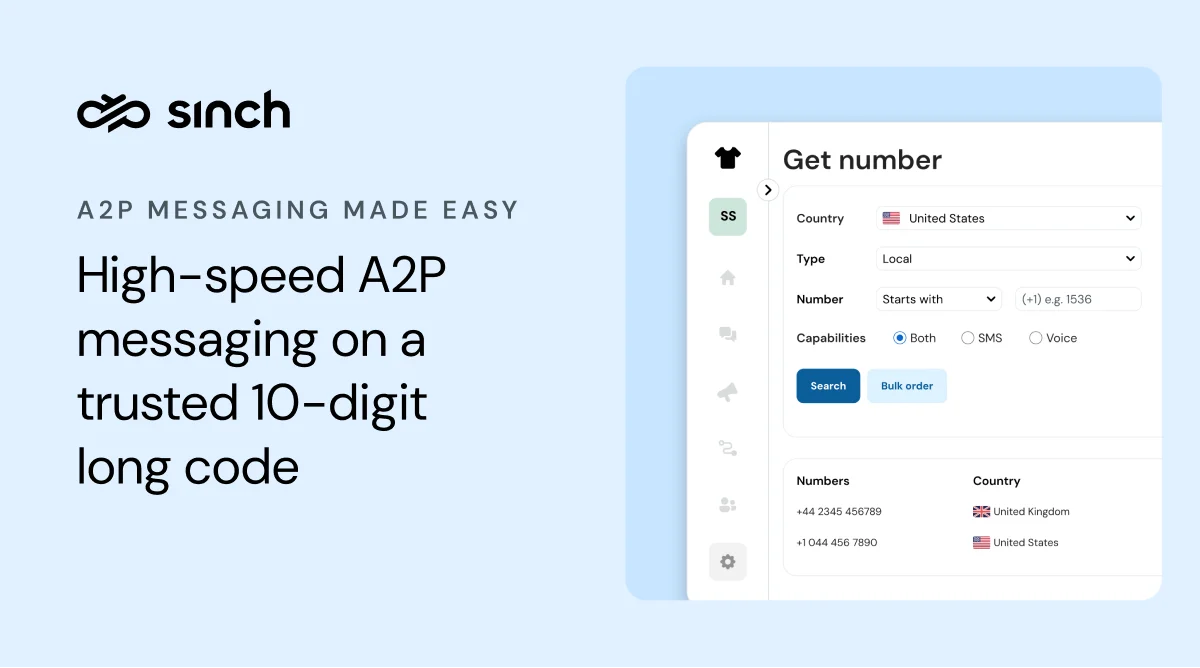 10-digit long code (10DLC) A2P messaging for US | Sinch