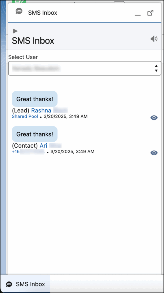 View your SMS inbox right from within Salesforce