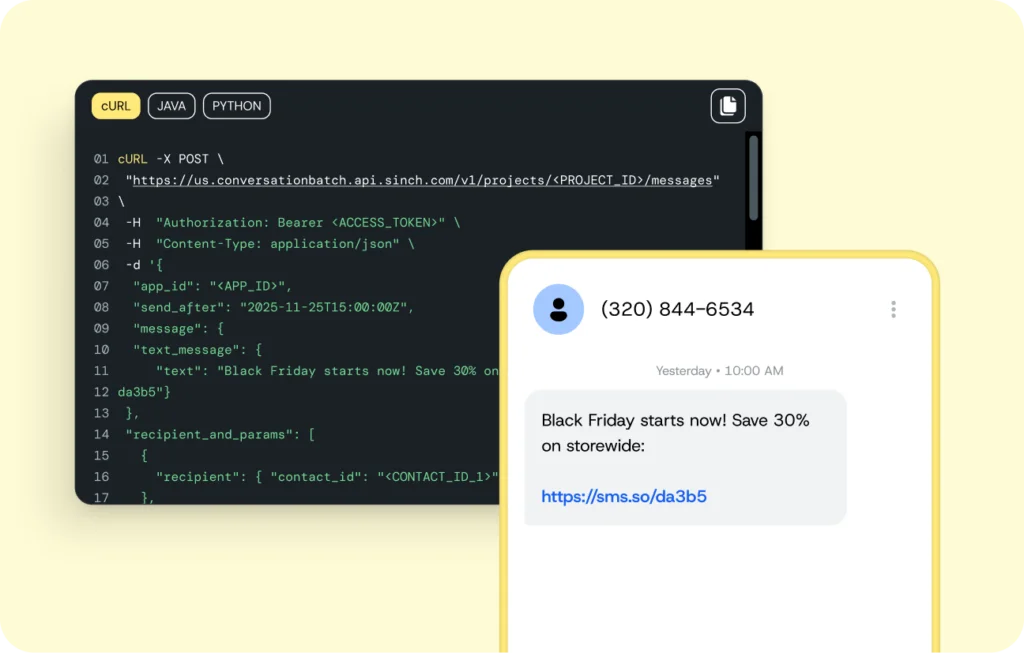Batch and Schedule Messages | Sinch