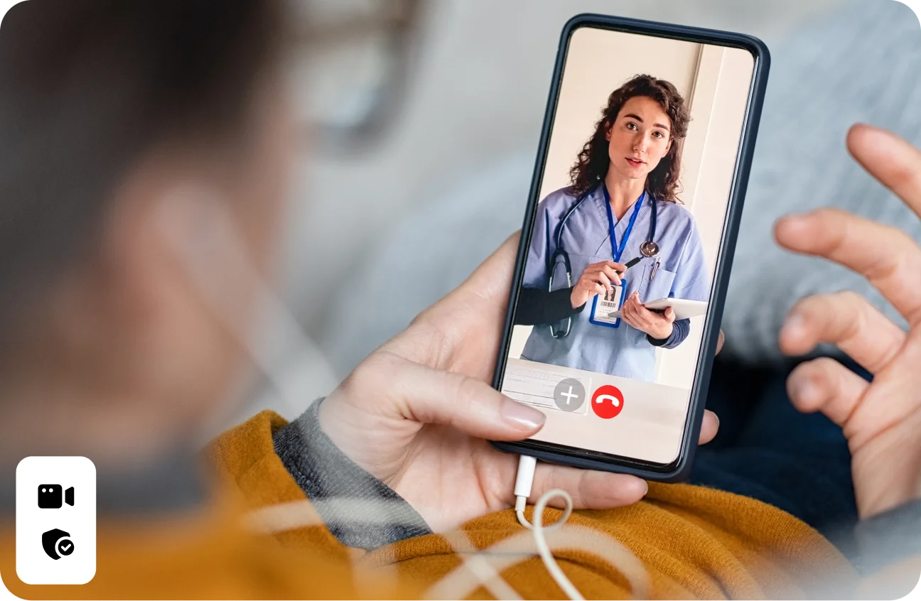 illustration of girl on mobile phone with thumbs up and card icon