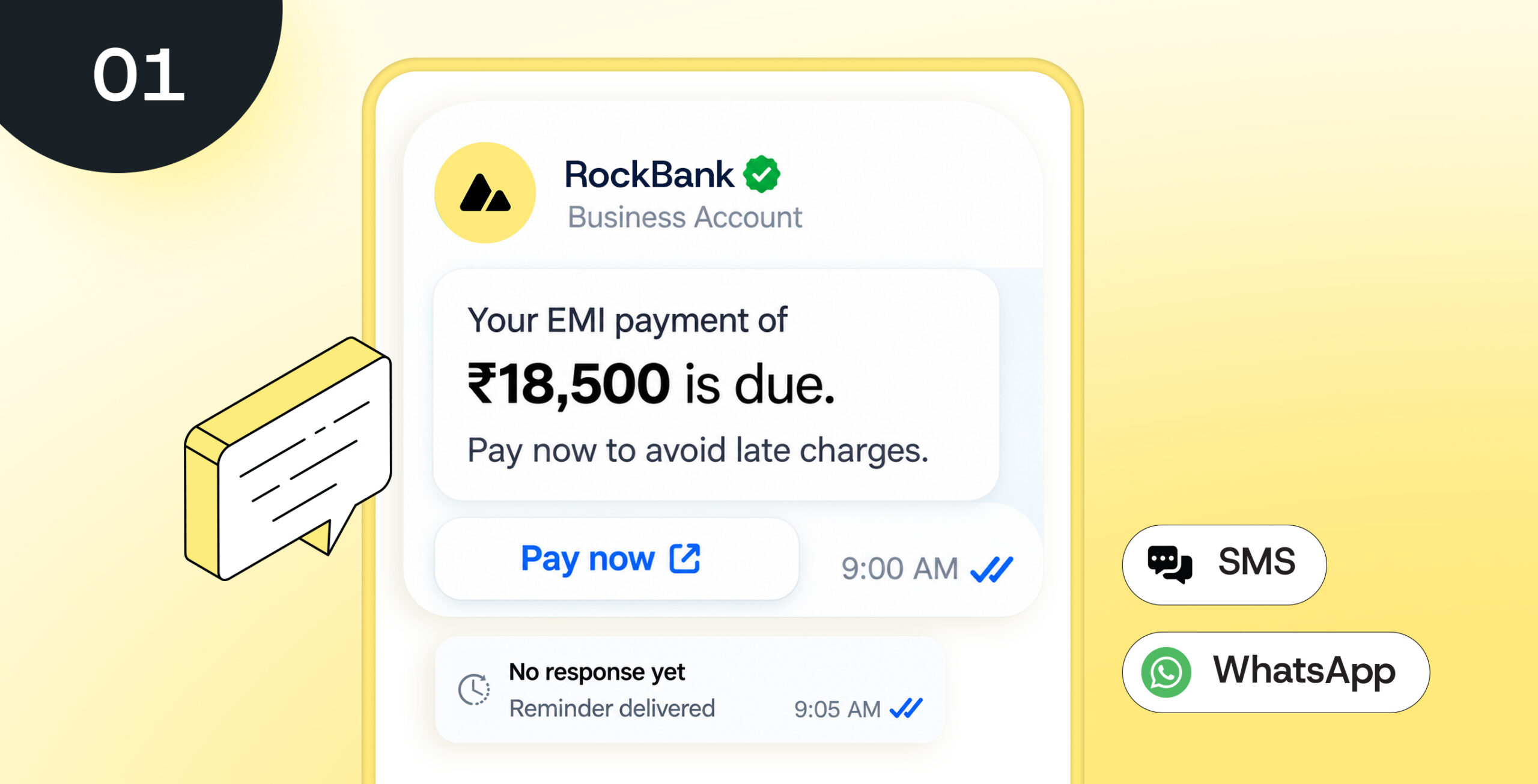 Image for SMS, WhatsApp - (A reminder goes out)